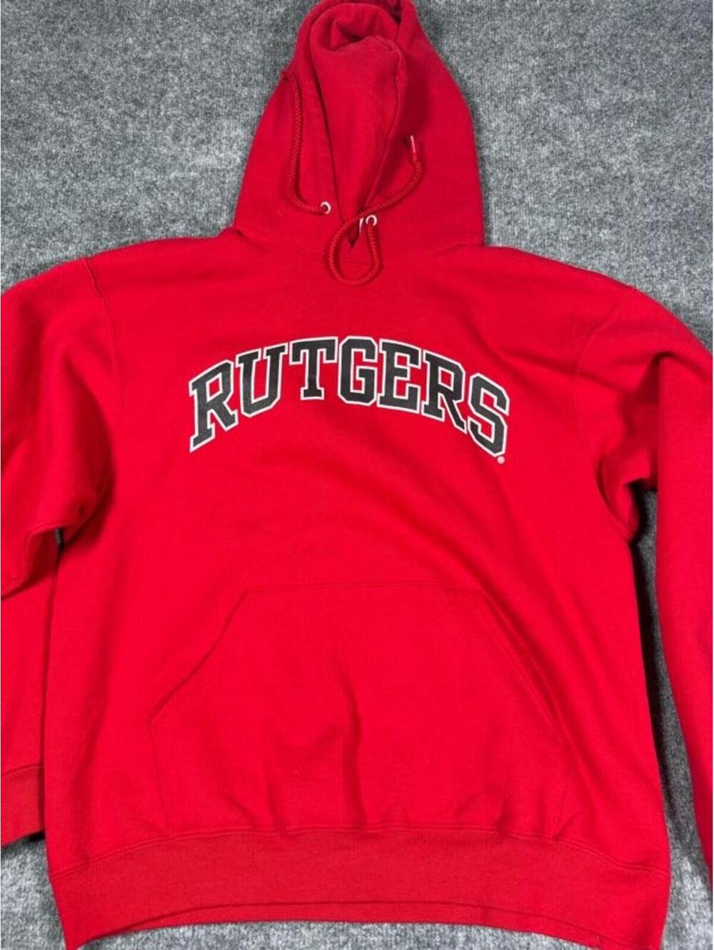 Jerzees Rutgers University Red Hoodie Sweatshirt Large